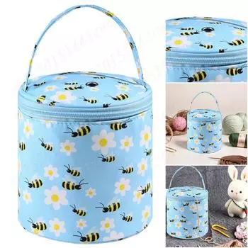 Сумка для вязания крючком Oxford с узором «роза» держатель пряжи с ручкой сумка-ведро короткая перфорированная для крючков и спиц