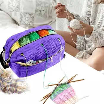 Сумка для вязания крючком Сумка для вязания крючком Сумка для дорожных проектов пряжи Органайзер для вязания крючком Узор для пряжи Игла L