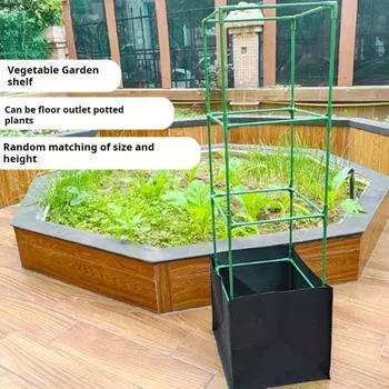 Сумка для выращивания растений с рамой для поддержки растений. Квадратная сумка для питомника растений. Простая сборка. Плантатор для томатов со съемными балками. Сумка для посадки огурцов. M