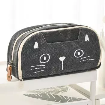 Сумка для вышивальных ручек для учеников начальной и средней школы, симпатичная большая квадратная сумка для хранения канцелярских принадлежностей One Size чёрный