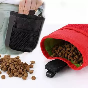 Сумка для закусок для домашних животных, переносная поясная сумка для прогулок на свежем воздухе, кормления собак, дрессировки домашних животных, поощрительная сумка для закусок, многофункциональная подвесная сумка для хранения 9x4x13cm красный