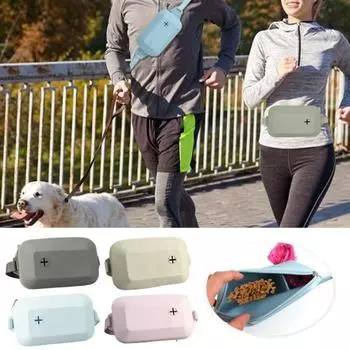 Сумка для закусок для домашних животных, регулируемая силиконовая сумка для хранения лакомств для собак, портативная поясная сумка для тренировок домашних животных для прогулок на открытом воздухе хаки