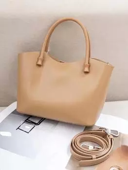 Сумка для женщин, нишевая, высококачественная, новая женская сумка, кожаная сумка через плечо, большая вместимость, женская простая сумка через плечо 21x10x18 cm кофейный