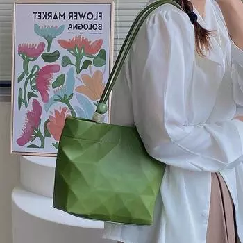 Сумка для женщин Новая ПУ Бисероплетение Простая сумка через плечо Сумка Модная сумка-ведро Сумка-тоут в стиле Евро-Америка