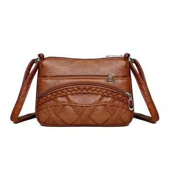Сумка для женщин среднего и пожилого возраста, большая вместительная сумка через плечо, сумка для мам из мягкой кожи среднего возраста коричневый