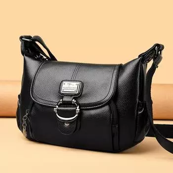 Сумка для женщин среднего возраста, многослойная сумка через плечо, женская модная атмосферная сумка через плечо чёрный