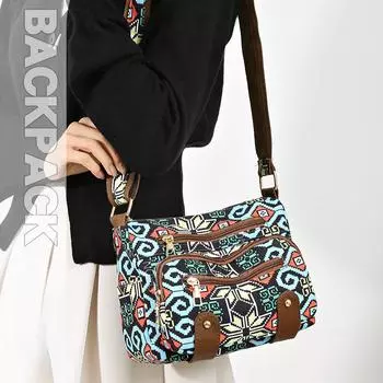 Сумка для женщин среднего возраста, сумка через плечо, водонепроницаемая сумка из ткани Оксфорд, сумка через плечо из напечатанного холста, многослойный кошелек, деловая сумка 23x10x18cm