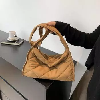 Сумка Dongdaemun из Южной Кореи, женская, 2024 года, новая, вместительная, нейлоновая, пуховая, хлопковая, сумка для одежды, наплечная сумка, прилив синий