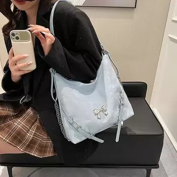 Сумка двойного назначения через плечо, женская студенческая сумка через плечо, пригородная сумка синий