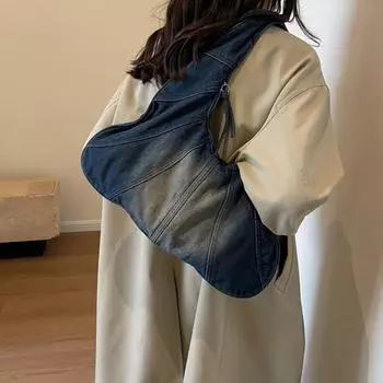 Сумка джинсовая для отдыха для женщин, новая мода, одно плечо, большая вместимость, корейские ретро-сумки для поездок под мышкой