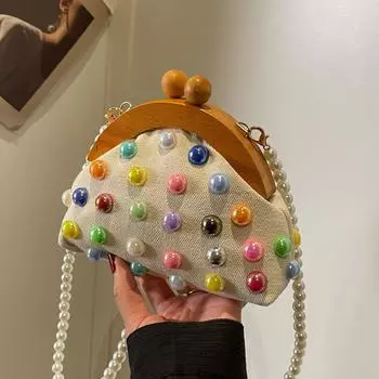 Сумка Fairy, летняя новая женская сумка 2024 года, цветочная иностранная сумка в стиле кантри с небольшим ароматом и цветным жемчугом