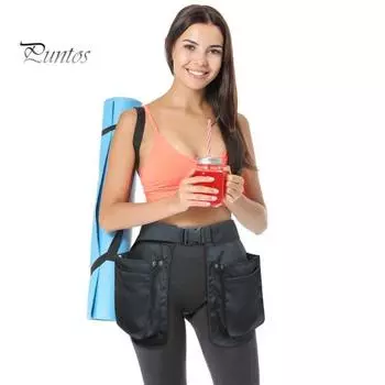 Сумка-фартук для походного снаряжения с поясным ремнем, большой вместимости, множество карманов, регулируемый ремень, многофункциональный органайзер для спортивного садового инвентаря, поясная сумка чёрный