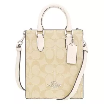 Сумка FCJ494 CJ494 Light Khaki x Chalk Signature Canvas North South Mini Tote Ladies [Coach] (Рюкзак) [Товар аутлета] [Бренд] [Товар]