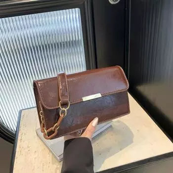 Сумка Foreign Retro Small Square Bag, Модная женская сумка, Текстурированная сумка из ПУ, Сумка через плечо, Простая и универсальная, Сумка через плечо Tide коричневый