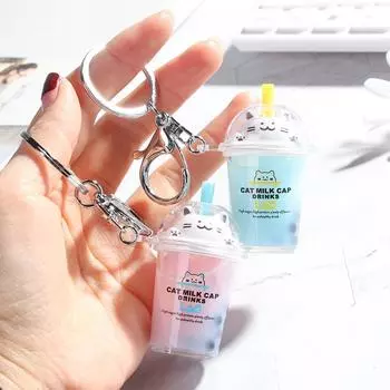 Сумка Фрукты Плавающий Кулон Молочный Чай Пузырь Жидкость Модные Аксессуары Брелок Ювелирные Изделия Брелок синий