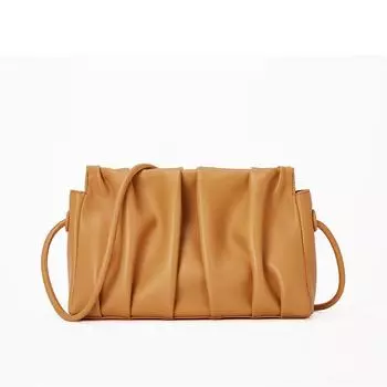 Сумка Genunie, складная женская новая простая текстурированная сумка из мягкой яловой кожи, универсальная сумка на одно плечо, сумка из натуральной кожи чёрный