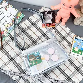 Сумка Harajuku Ita для женщин с прозрачным карманом Itabag для девочек старшей школы JK Crossbody сумка через плечо белый