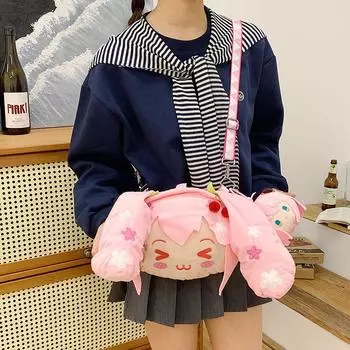 Сумка Hatsune Miku Pain, женская новая модная плюшевая симпатичная сумка через плечо Sweet Cherry Blossom Powder Second Dimensional Girl Plush single package розовый