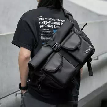 Сумка Hipster All-in-one большой емкости через плечо мужская функциональная велосипедная сумка через плечо сумка-мессенджер сумка для отдыха рюкзак чёрный