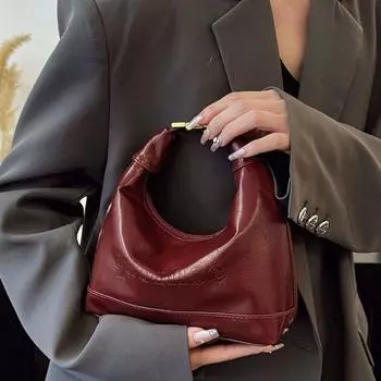 Сумка-хобо через плечо Сумка через плечо Сумка-полумесяц Винтажная сумка из искусственной кожи для студентов чёрный