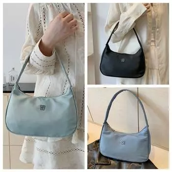 Сумка-хобо из чистого нейлона в корейском стиле, повседневная сумка для девочек чёрный