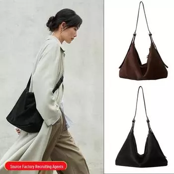 Сумка-хобо из матовой кожи Qiuzhen с двумя ушками - минималистская сумка-мессенджер в стиле ретро для поездок на работу и дальних поездок 2024 года 32*11*24 cm