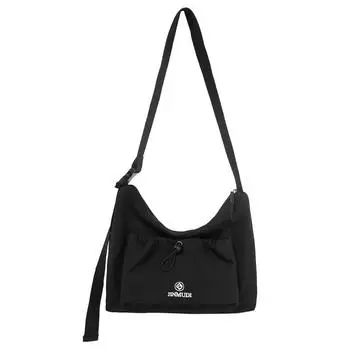 Сумка-хобо с плиссировкой для, женская, большой вместимости, водонепроницаемая, нейлоновая, сумка через плечо, мужская сумка на плечо чёрный