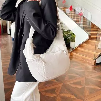 Сумка хобо женская сумка через плечо большой емкости сумка через плечо для поездок на работу вельветовая сумка для студентов бежевый