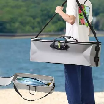 Сумка-холодильник Bonarca для рыбалки Blue Fish Ширина 86 см, большой холодильник, большая емкость 50 л, рыболовная сумка-холодильник, рыболовные снасти, рыболовные принадлежности, охладитель для рыбалки серый