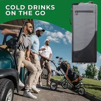 Сумка-холодильник для гольфа Изолированная сумка для хранения напитков Вмещает 6 пивных банок или 2 бутылки вина Сумка-холодильник для пива для гольфа Аксессуары для гольфа серый/красный
