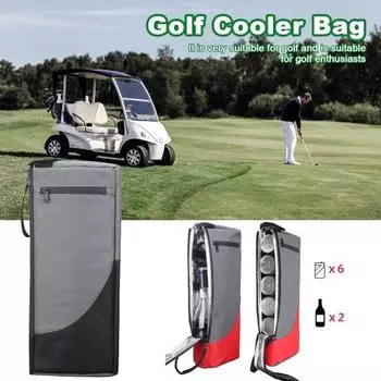 Сумка-холодильник для гольфа Изолированная сумка для хранения напитков Вмещает 6 пивных банок или 2 бутылки вина Сумка-холодильник для пива для гольфа Аксессуары для гольфа серый/чёрный