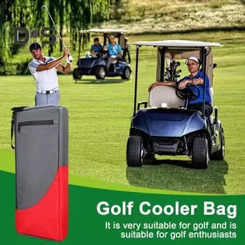 Сумка-холодильник для гольфа Изолированная сумка для хранения напитков Вмещает 6 пивных банок или 2 бутылки вина Сумка-холодильник для пива для гольфа Аксессуары для гольфа черный серый