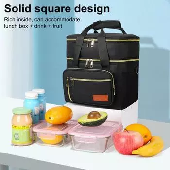 Сумка-холодильник для грудного молока с пакетом для льда, водонепроницаемая изолированная сумка для пикника, герметичная двухслойная сумка для кормящих мам, сумка на плечо чёрный