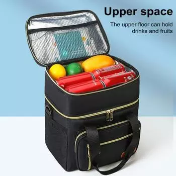 Сумка-холодильник для грудного молока с пакетом для льда. Водонепроницаемая изолированная сумка для пикника. Герметичная двухслойная сумка для кормящих мам. Плечевой ремень. Молокоотсос. чёрный