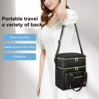 Сумка-холодильник для грудного молока с пакетом для льда. Водонепроницаемая изолированная сумка для пикника. Герметичная двухслойная сумка для кормящих мам. Плечевой ремень. Молокоотсос. красный