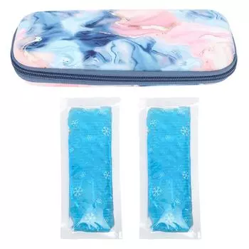 Сумка-холодильник для инсулина, переносная, с изоляцией, для хранения лекарств, с 2 пакетами льда для путешествий на открытом воздухе