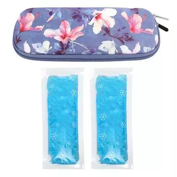 Сумка-холодильник для инсулина, переносная, с изоляцией, для хранения лекарств, с 2 пакетами льда для путешествий на открытом воздухе