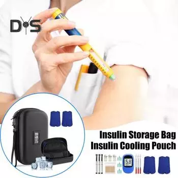 Сумка-холодильник для инсулина с термометром, сумка-холодильник для диабетиков, сумка-холодильник для путешествий, сумка-органайзер для хранения инсулина синий