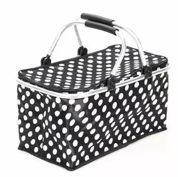 Сумка-холодильник Hiro World Trade Cooler Basket Sports Cold Thermal Large 32L Polka Dot Pattern Polka Bag, Box, Bag, Park, Day, Basket, Picnic, Insolation,