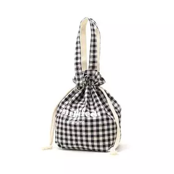 Сумка-холодильник Milkfed в клетку с кулиской, черная, женская, чёрный