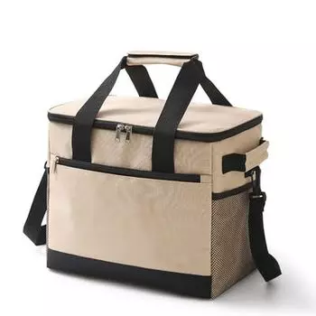 Сумка-холодильник мягкая 20 л для кемпинга, рыбалки, ультралегкая, компактная, бежевая, 3-слойная, изоляционная сумка с ремнем, складной чехол, сумка-холодильник, термо/холод (20L)