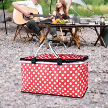 Сумка-холодильник с герметичным вкладышем, изолированная корзина для пикника, многофункциональная термосумка для обеда Red