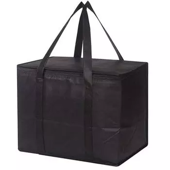 Сумка-холодильник Складная Большой вместимости Водонепроницаемая Осенний пикник Алюминиевая фольга Мешочек для хранения еды и фруктов для ежедневного использования A чёрный