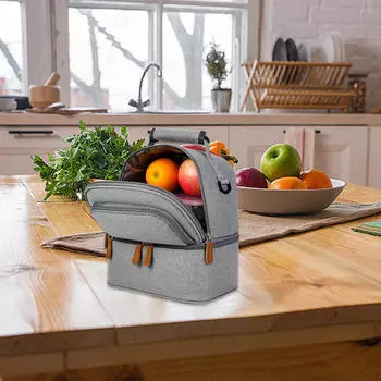 Сумка-холодильник, термоизолированная, для пикника, офиса, с регулируемым ремешком, пляжная сумка серый