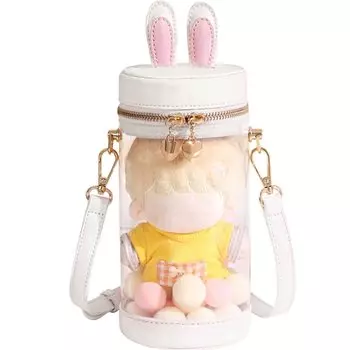 Сумка Itaba Showcase, сумка на плечо, плюшевая игрушка в виде кроличьих ушей, 2WAY, выходная прозрачная сумка, мини-сумочка, цилиндрическая задняя часть с крышкой 15 см [YUYAKESHI]