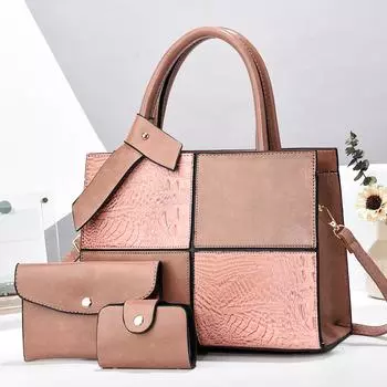 Сумка из 3 предметов с крокодиловым узором, новый лоскутный крокодиловый узор, вместительная легкая сумка через плечо, кошелек для карт и монет