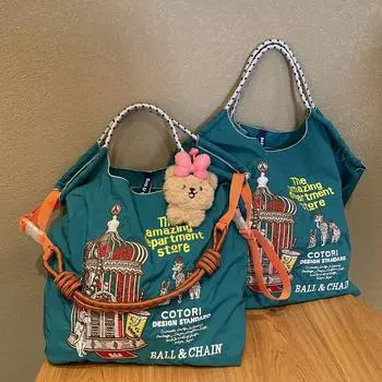 Сумка из экологически чистого нейлона с вышивкой в виде японского воздушного шара - женская сумка через плечо с цепочкой из шариков