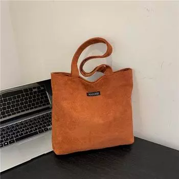 Сумка из бархатной ткани женская весна 2024 года, новая простая большая сумка для поездок на работу, корейская версия, модная повседневная сумка через плечо серый