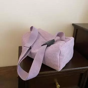 Сумка из фактурного холста, женская сумка через плечо из полосатого бархата, новая модель 2024 года, маленькая сумка через плечо, сумка-подушка для поездок на работу, сумка-мессенджер. чёрный