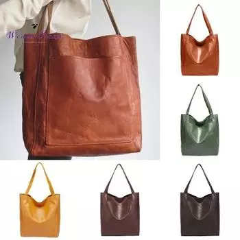 Сумка из гладкой искусственной кожи в стиле ретро, большая вместимость, однотонная, отличная несущая способность, прочная